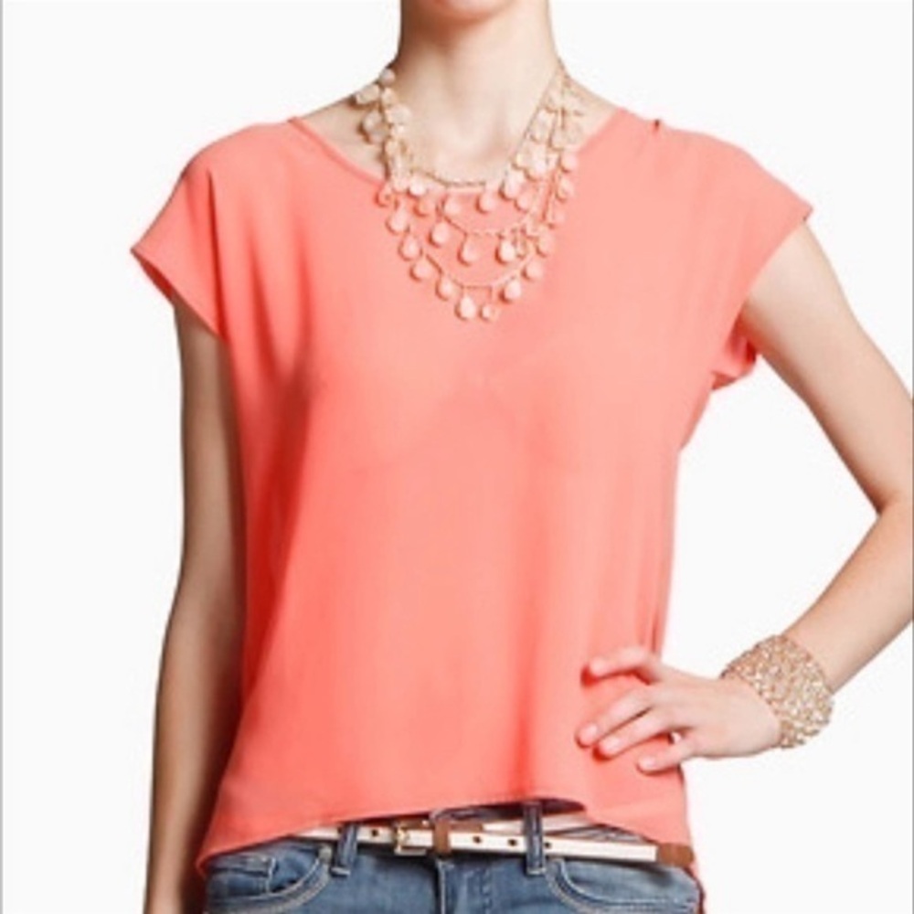 Aritzia Wilfred 100% Silk Shell Peach Salmon Tee